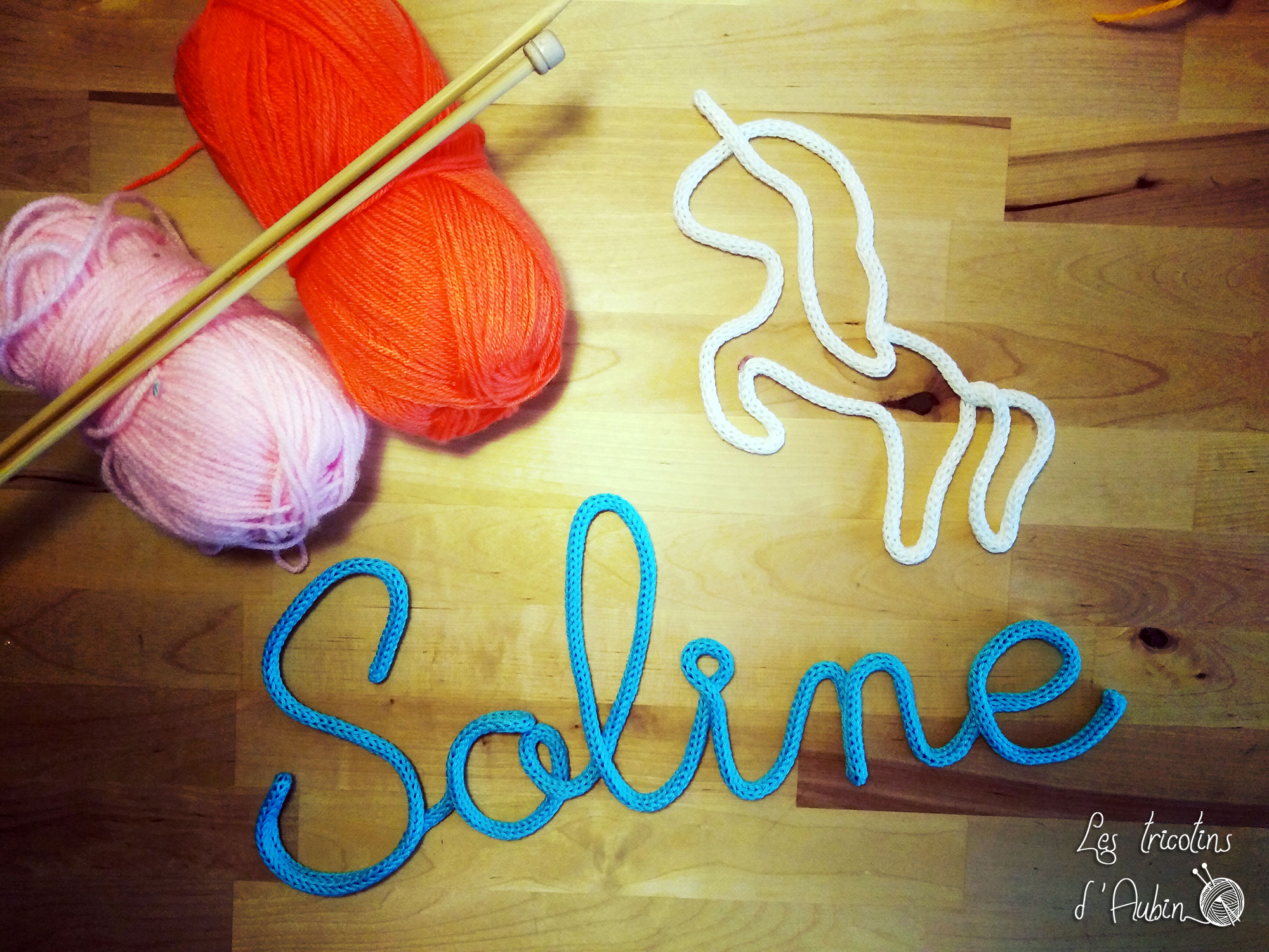 Soline et licorne en tricotin