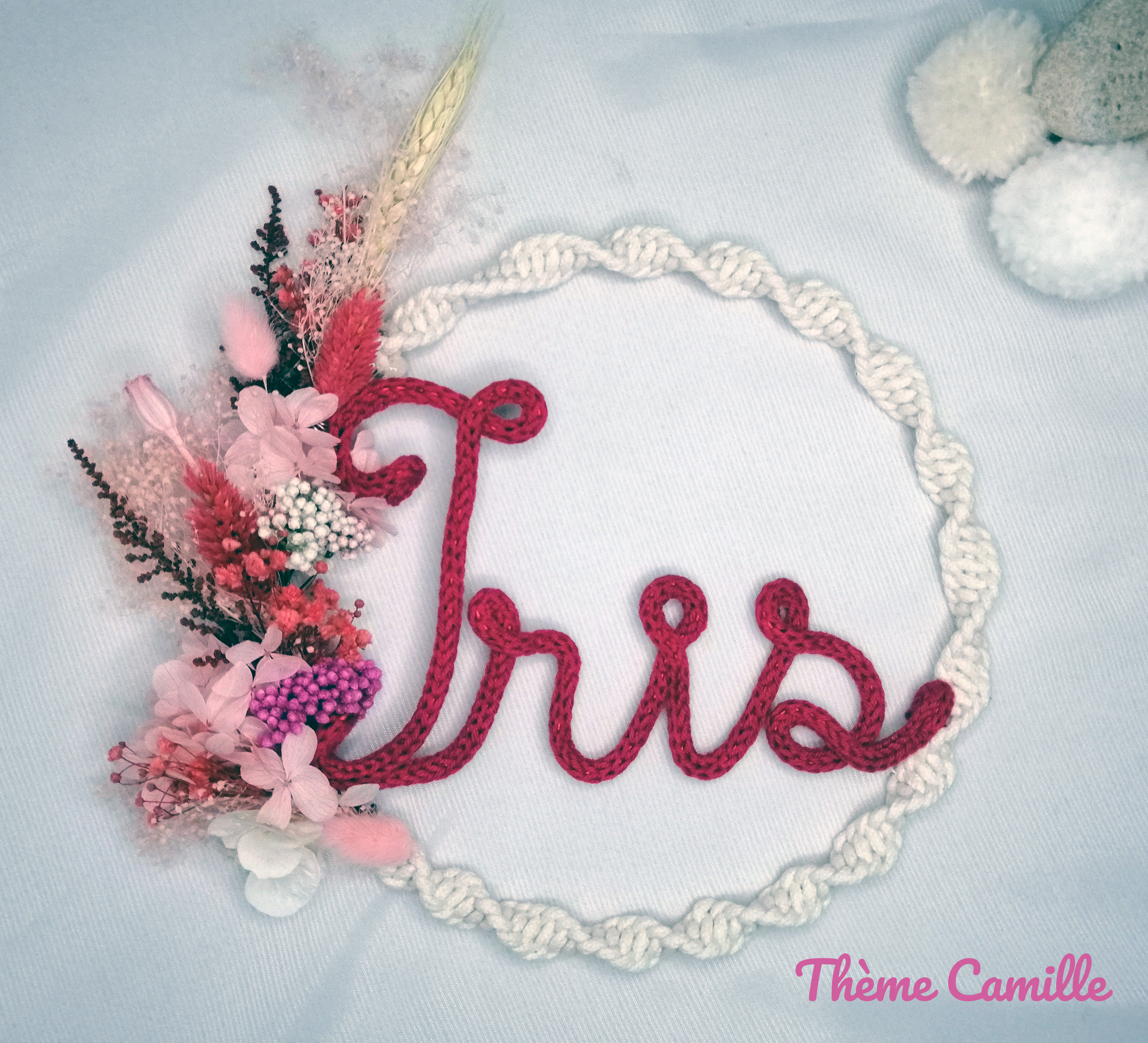 Couronne macramé bohème Iris - Thème Camille