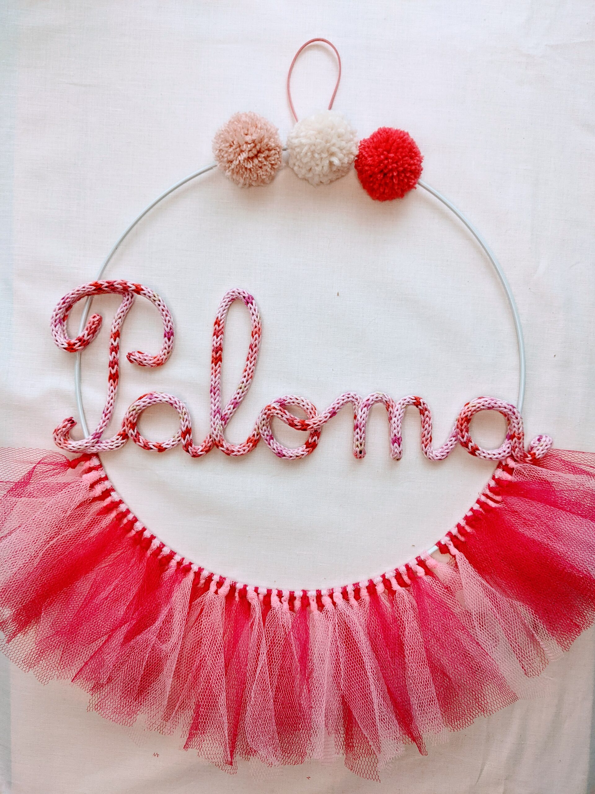 Couronne tutu avec prénom en tricotin